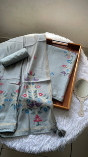 Heritage Looms Grey Viscose Cotton Unstitched Suit Set